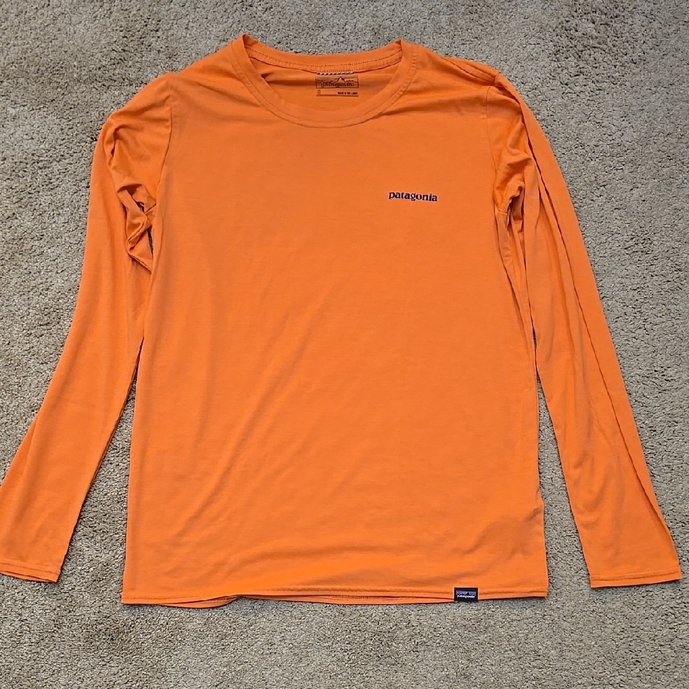 Patagonia Womens Capilene Long Sleeve Orange Top Size Small - Picture 2 of 6